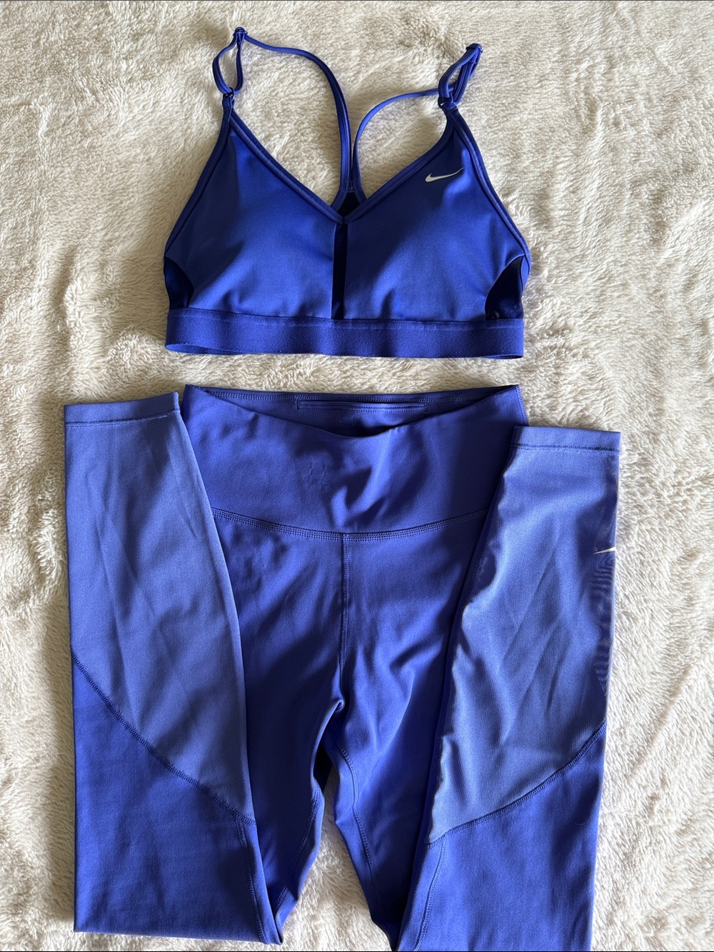 Nike Royal Blue Strappy Sports Bra and High-Waist Leggings Set